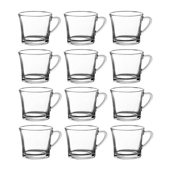 Imagem de Jogo 12 Xícaras Café Chá Vidro Vintage 180ml Transparente