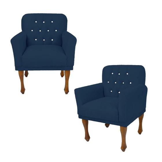 Imagem de Jogo 2 Cadeira Poltrona Decorativa Para Clínica Anitta Suede Azul Marinho LM DECOR