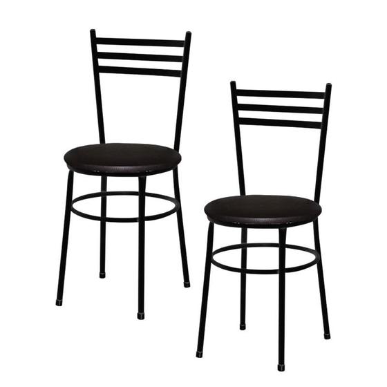 Imagem de Jogo 2 Cadeiras Para Cozinha Epoxi Preta