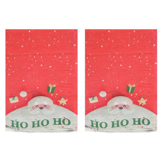 Imagem de Jogo 2 Caminhos de Mesa de Natal 148x34cm Gobelim Papai Noel HO HO HO