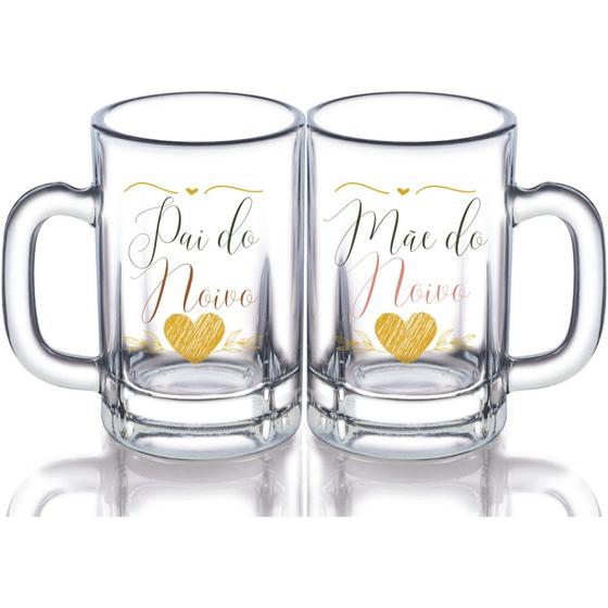 Imagem de Jogo 2 Caneca Tabernas Personalizada Pai Mãe da Noiva do Noivo Presente Casamento Madrinha Padrinho