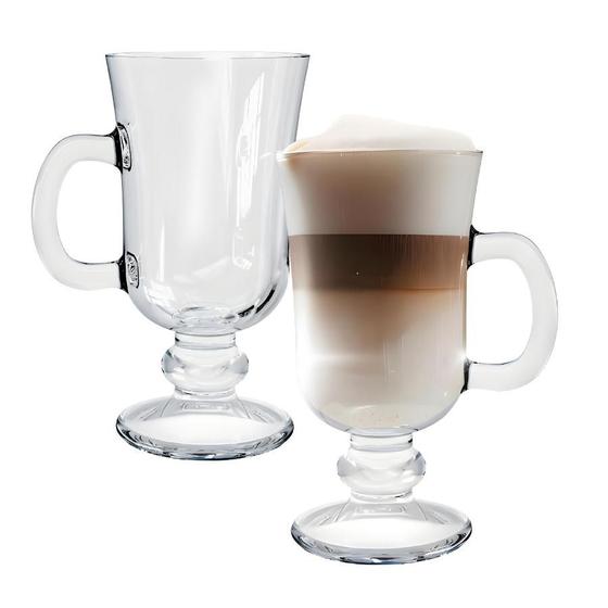 Imagem de Jogo 2 Caneca Xícara Irish Coffe Vidro Cappuccino Expresso Café Alça 230ml