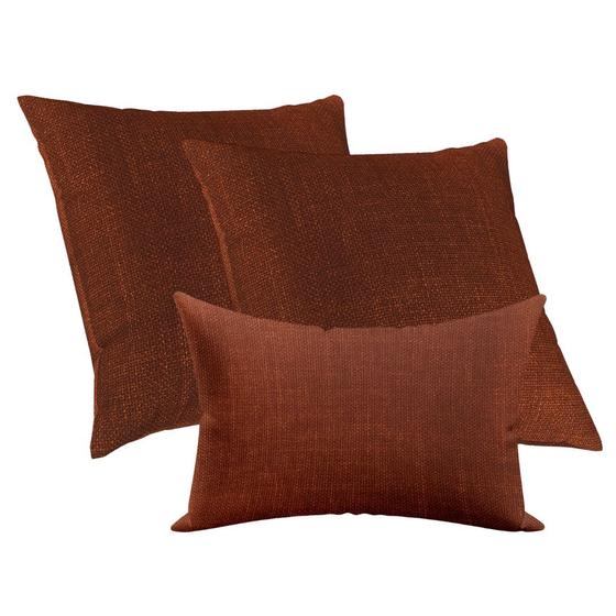 Imagem de Jogo 2 Capas de Almofada 50x50 e 1 Capa 30x50cm Suede Luxo Premium Ziper Invisivel Terracota