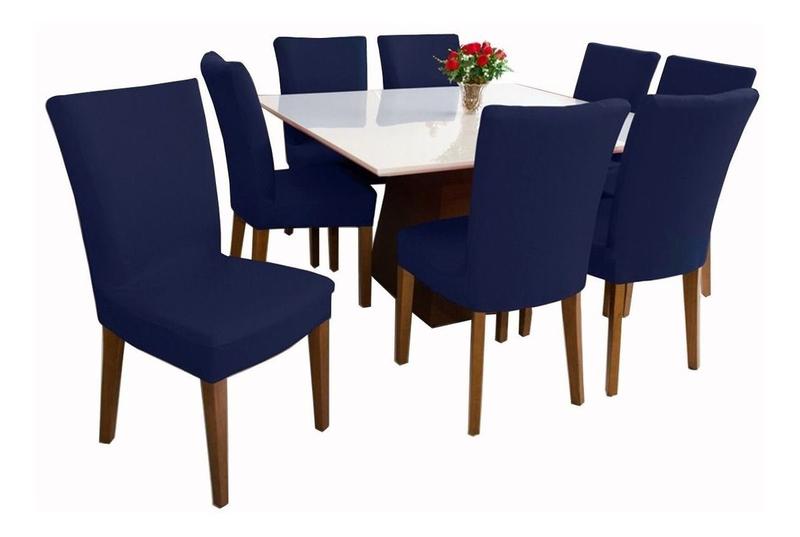 Imagem de Jogo 2 Capas para Cadeira De Jantar Protetora Resistente Lavável 100% Poliéster C/ Elástico