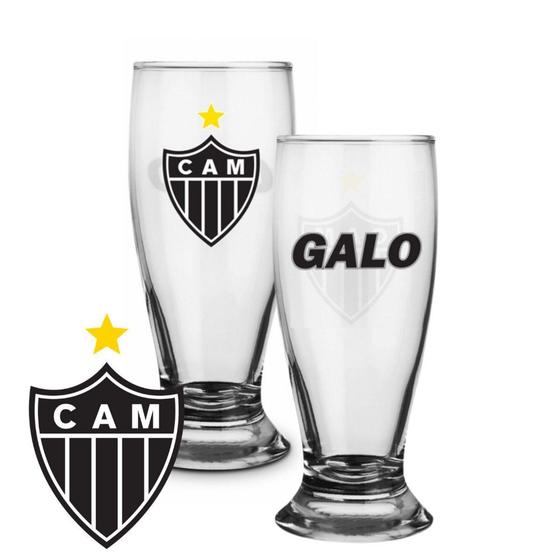 Imagem de Jogo 2 Copos De Cerveja Chopp Atletico Mineiro Futebol 200ml - Brasfoot