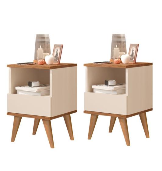 Imagem de Jogo 2 Mesas Cabeceira Mesinhas Quarto Decoração Moderna Lateral Cama Organizadora PIX ENVIA SOMENTE 02 KIT