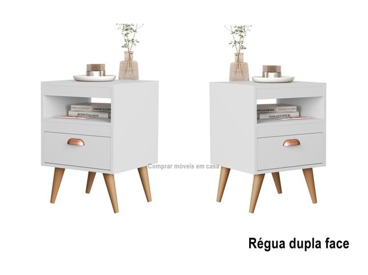 Jogo 2 Mesas de Cabeceira com gaveta Sam cor Branco / Nature - JM Casa dos Móveis Imagem de Jogo 2 Mesas de Cabeceira com gaveta Sam cor Branco / Nature - JM Casa dos Móveis