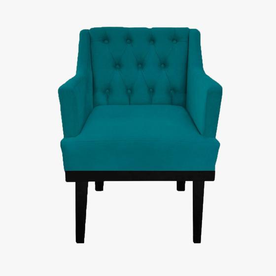 Imagem de Jogo 2 Poltronas Decorativa Em Capitonê Para Sala de Espera Classica Suede Azul Turquesa LM DECOR