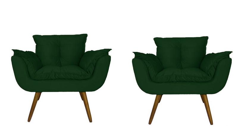 Imagem de Jogo 2 Poltronas Decorativa Estofada Para Consultório Opala Suede Verde - DL DECOR