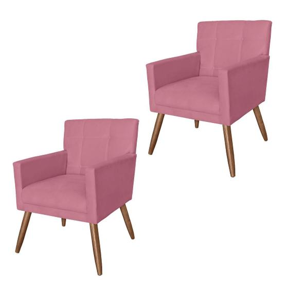 Imagem de Jogo 2 Poltronas Estofadas Para Quarto Closet Onix Suede Rosa Barbie - LM DECOR