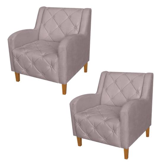 Imagem de Jogo 2 Poltronas Estofadas Para Recepção Clínica Munique Suede Rosê  - LM DECOR