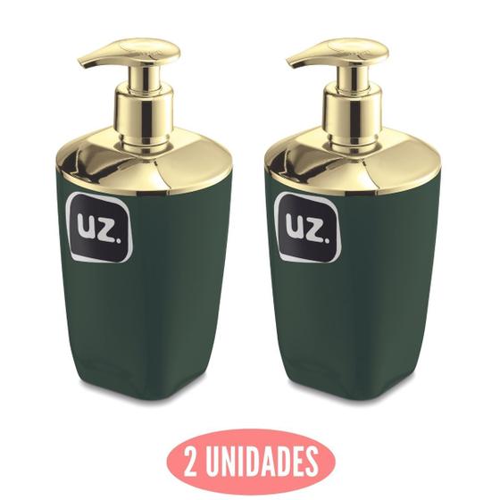 Imagem de Jogo 2 Porta Sabão Liquido Slim Verde com Dourado Redondo UZ