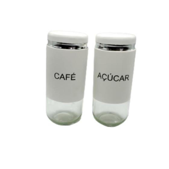 Imagem de Jogo 2 Potes Mantimentos Açúcar E Café 900ml Branco Sanxia