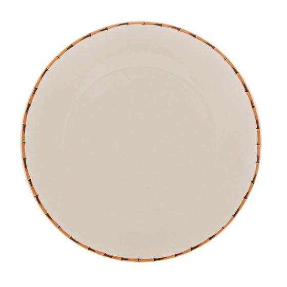 Imagem de Jogo 2 Pratos Rasos de Porcelana Branco Borda Bambu 27cm Lyor