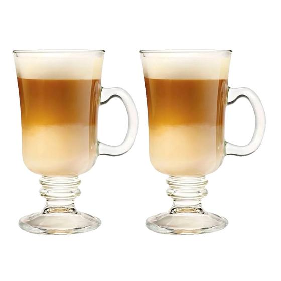 Imagem de Jogo 2 Taças de Cappuccino Café Caneca Dolce Gusto Nespresso Vidro Transparente 250ml Lyor