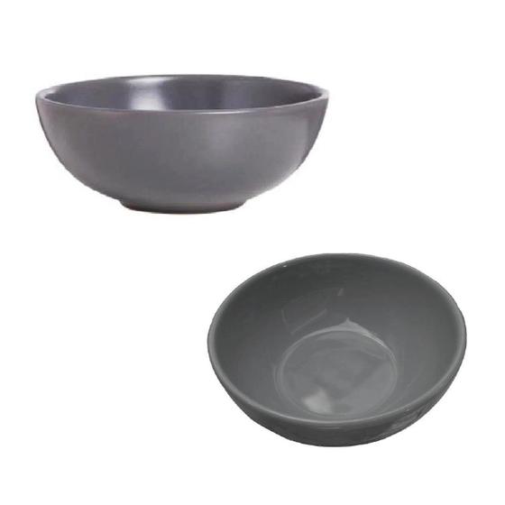 Imagem de Jogo 2 Tigelas Bowl Pote Cinza em Melamina 200ml Luxo