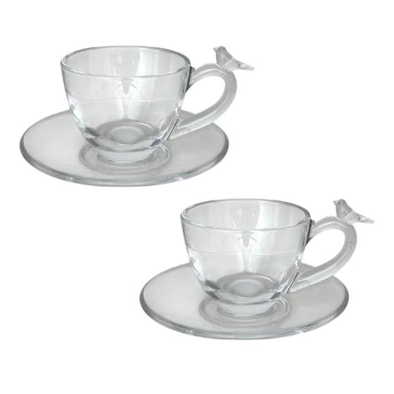Imagem de Jogo 2 Xícaras e Pires Café 80ml Bird Passarinho Wolff Mesa