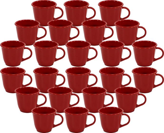 Imagem de Jogo 24 Xícaras Acrílicas Vermelha Grande 180 Ml Chá Café