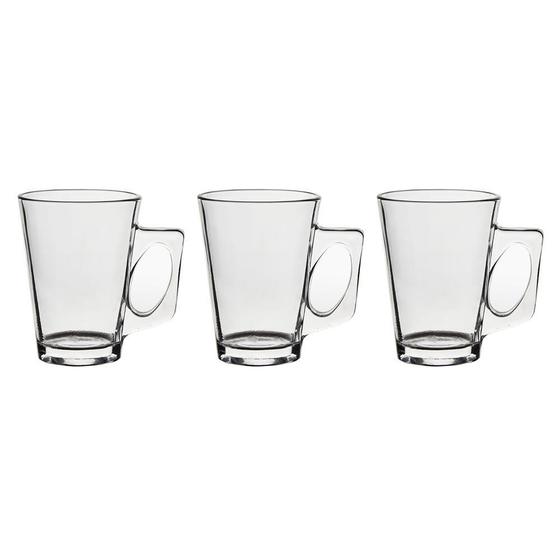 Imagem de Jogo 3 Canecas De Vidro Casual 185Ml Class Home