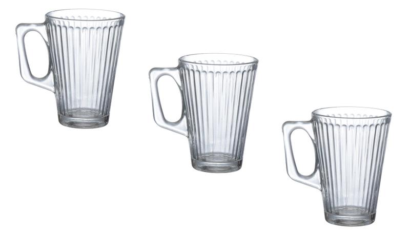Imagem de jogo 3 Canecas Lines de Vidro 230 ML Cha Cafe