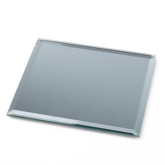 Imagem de jogo 3 porta copos de mesa espelho artesanal quadrado 10 cm luxo elegante decoração premium bisotado