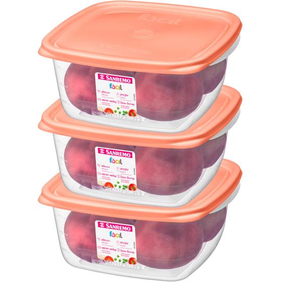 Imagem de Jogo 3 Pote Grande Guardar Congelar Alimentos 1900ml Plástico Vai Freezer Microondas