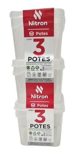 Imagem de Jogo 3 Potes Quadrado Multiuso PP Transparente 250ML