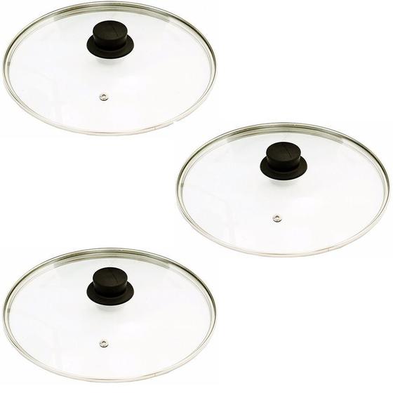 Jogo 3 Tampas De Vidro Avulsas Para Panelas: 22,24 E 26 Cm Menor preço em Jogo 3 Tampas De Vidro Avulsas Para Panelas: 22,24 E 26 Cm