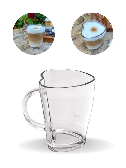 Imagem de Jogo 3 Xicaras Caneca de Vidro Transparente Coração 240ML Café Chá Cappucino Leite Suco Bebida Chocolate Cozinha