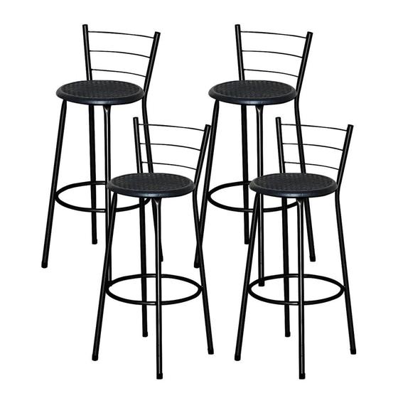 Jogo 4 Banqueta Alta Para Cozinha Ratan Preta Cristal Menor preço em Jogo 4 Banqueta Alta Para Cozinha Ratan Preta Cristal