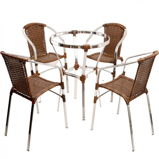 Imagem de Jogo 4 Cadeiras E Mesa Em Alumínio - Jardim, Piscina, Edícula
