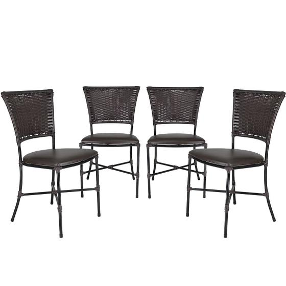 Imagem de Jogo 4 Cadeiras Gramado em Fibra Sintética Cadeiras para Área Externa e Interna Cozinha