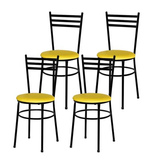 Imagem de Jogo 4 Cadeiras Para Cozinha Epoxi Preta