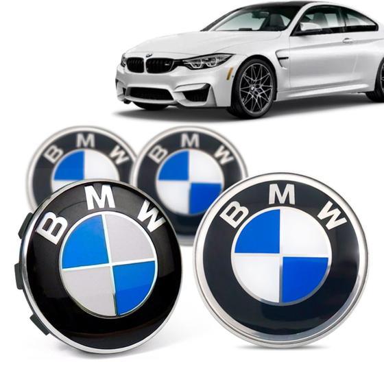 Imagem de Jogo 4 Calota Centro Roda Original BMW M4 2019+ Emblema Azul