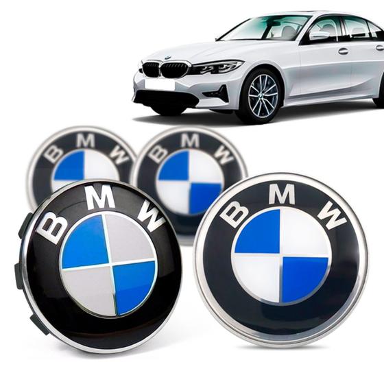 Imagem de Jogo 4 Calota Centro Roda Original BMW Serie 3 2019+ Emblema Azul