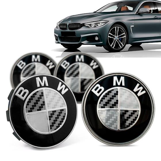 Imagem de Jogo 4 Calota Centro Roda Original BMW Serie 4 2019+ Emblema Preto