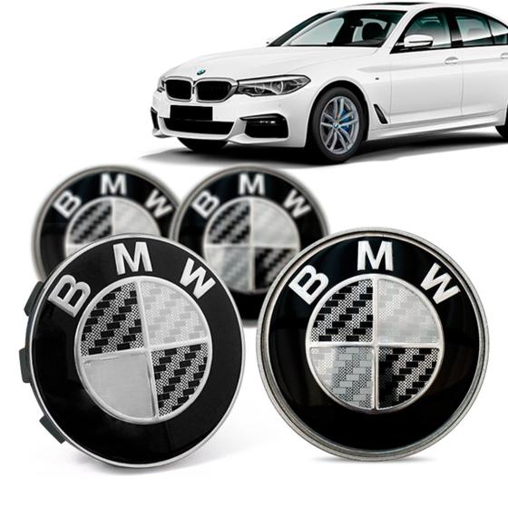 Imagem de Jogo 4 Calota Centro Roda Original BMW Serie 5 2019+ Emblema Preto