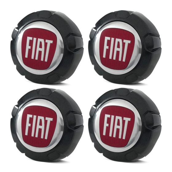 Imagem de Jogo 4 Calota Centro Roda VW Saveiro G5 Tropper Grafite Dark Emblema Fiat Vermelho