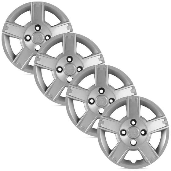 Jogo 4 Calota Modelo Original Ford Fiesta Prata Aro 14 Grid - Grid Calotas Imagem de Jogo 4 Calota Modelo Original Ford Fiesta Prata Aro 14 Grid