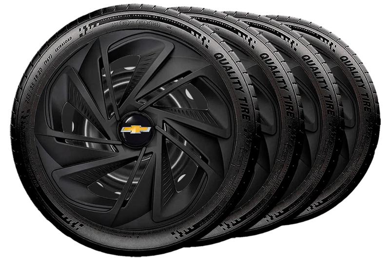 Imagem de Jogo 4 Calota Nitro Aro 14 Preta Fosca Gm Onix Cruze