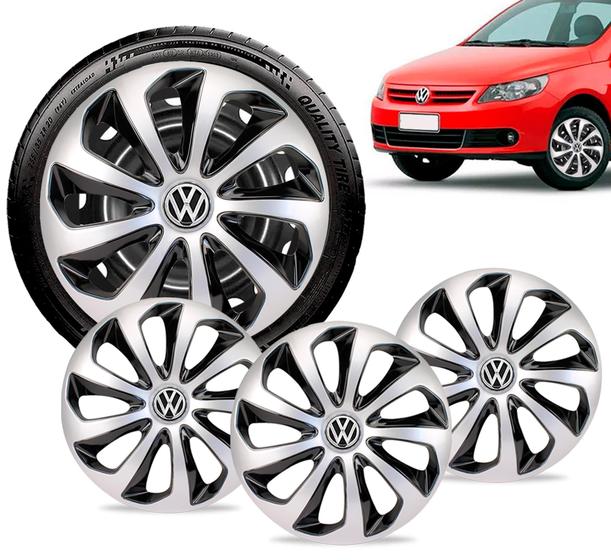 Imagem de Jogo 4 Calotas 15 Velox Silver Black Vw Gol G2 G3 G4 G5 G6 G7