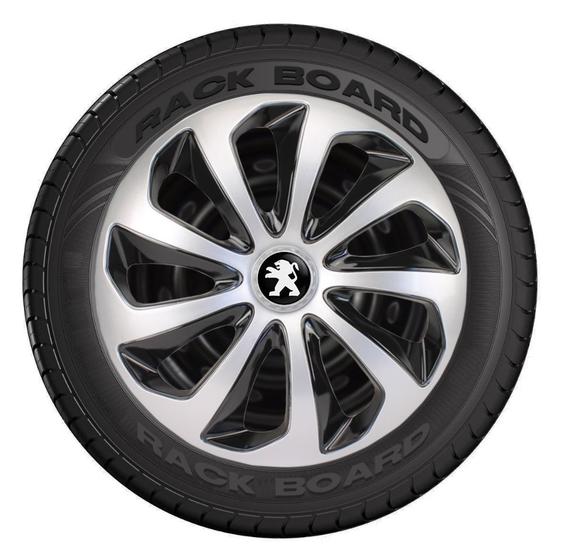 Imagem de Jogo 4 Calotas Aro 13 Esportivas Peugeot Velox Silver Black