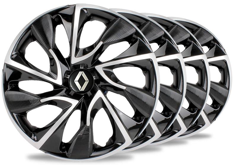 Jogo 4 Calotas Ds4 Aro 14 Preta Prata Renault Clio Sandero Menor preço em Jogo 4 Calotas Ds4 Aro 14 Preta Prata Renault Clio Sandero