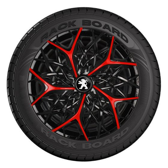 Imagem de Jogo 4 Calotas Esportivas Aro 14 Moove Black Red Peugeot