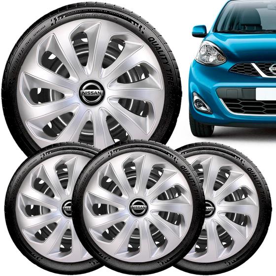 Jogo 4 Calotas Velox Aro 14 Prata Nissan March Versa - Elitte - Calota ...
