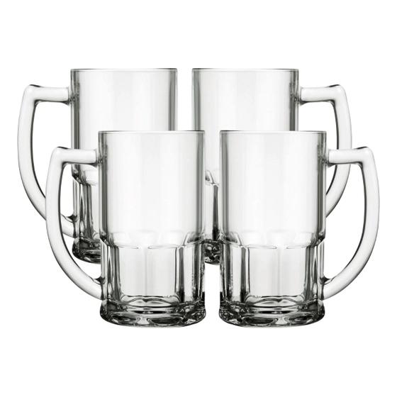Imagem de Jogo 4 Canecas Vidro Vitamina 320ML Resistente Chopp Drinks 
