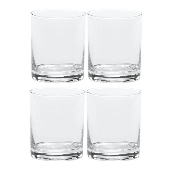 Imagem de Jogo 4 Copos Baixo De Vidro Liso Para Água Whisky Drink 310ml Dia a Dia