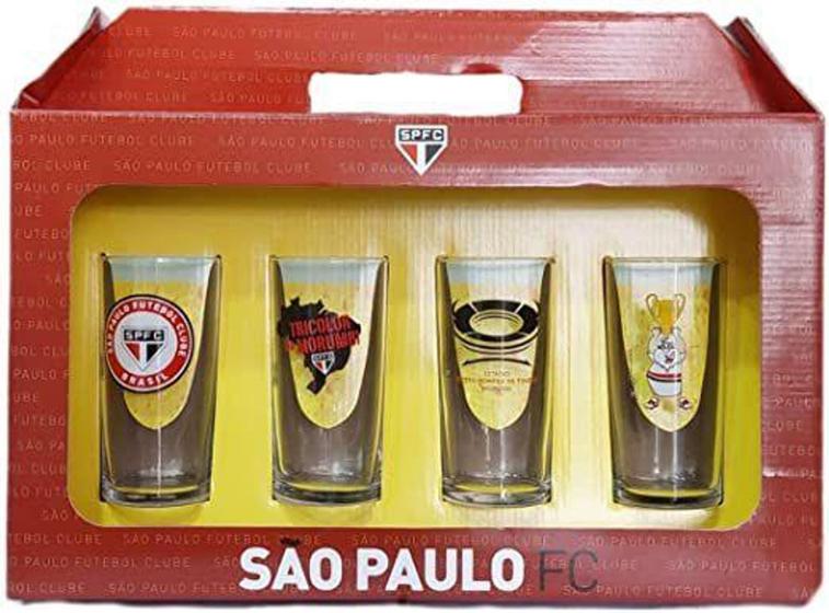 Imagem de Jogo 4 Copos Cylinder Long Drink São Paulo Oficial Licenciad - All Mix