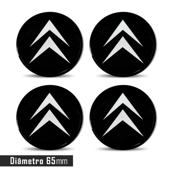 Imagem de Jogo 4 Emblema Roda  Citroen Preto 65mm.