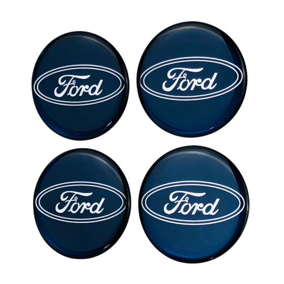 Imagem de Jogo 4 emblemas resinados centro calota 48mm ford azul